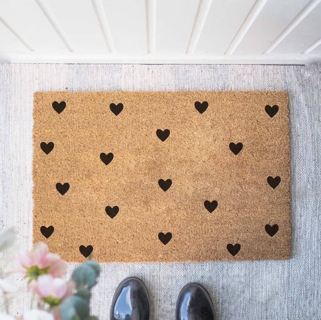 Coconut Doormat 'hearts of Rain' Indoor Mat Housewarming Gift Wedding Gift Doormat - Etsy | Etsy (US)