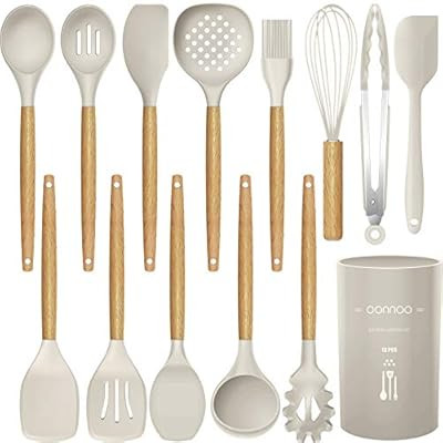 14 Pcs Silicone Cooking Utensils Kitchen Utensil Set - 446°F Heat Resistant,Turner Tongs,Spatula... | Amazon (US)