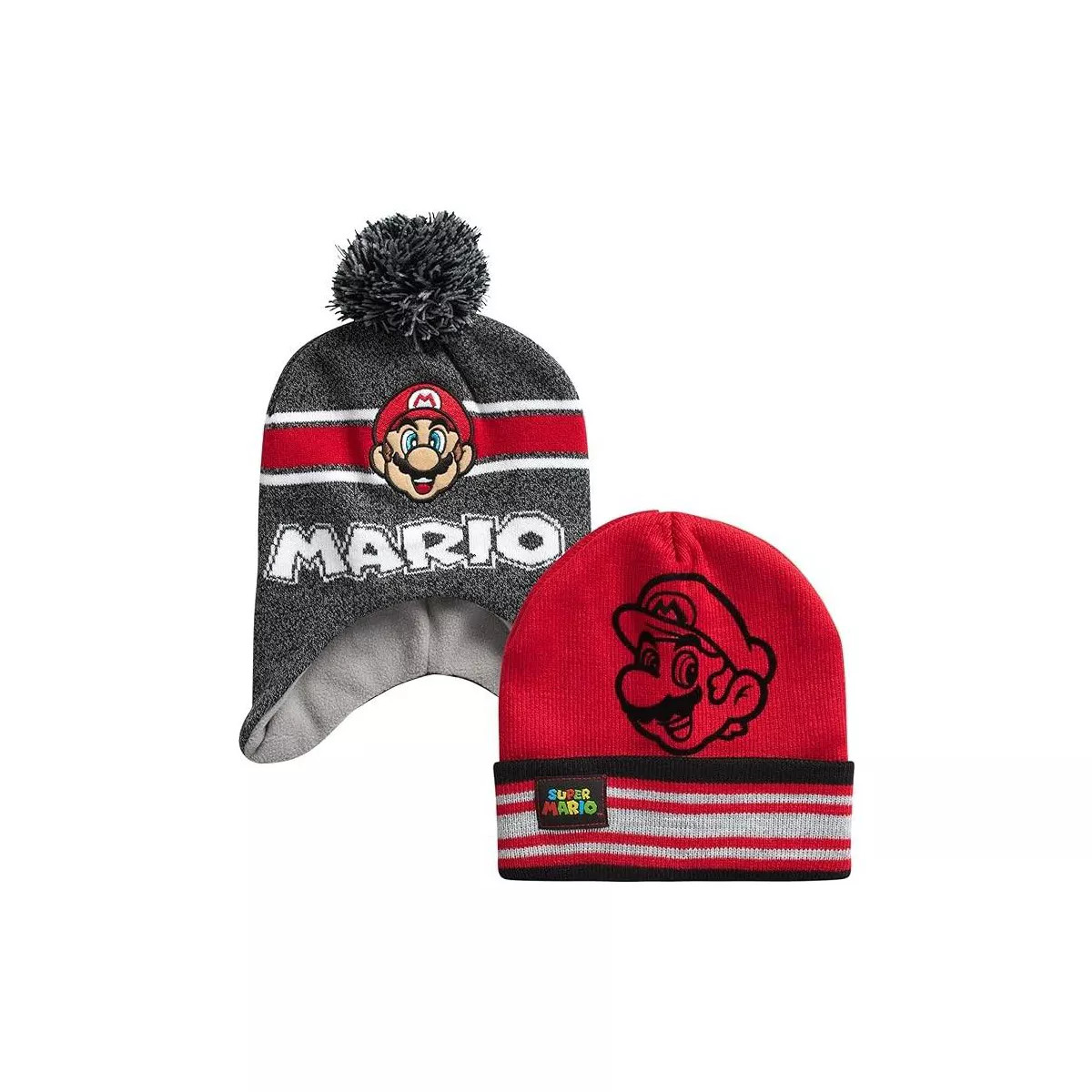 Super Mario Boys' Mario Winter Hat - 2 Pack Pom Pom Beanie Age 4-7 | Target