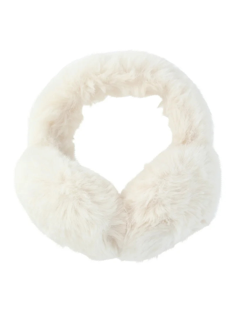 Time and Tru Women's Faux Fur Earmuffs, One Size, Ivory | Walmart (US)