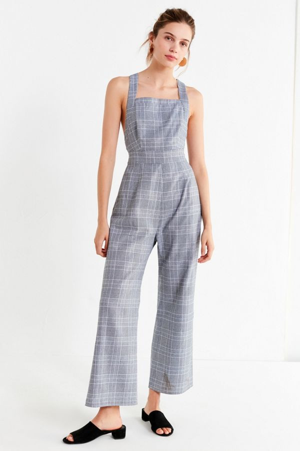 Love + Harmony Plaid Cross-Back Jumpsuit | Urban Outfitters (US and RoW)
