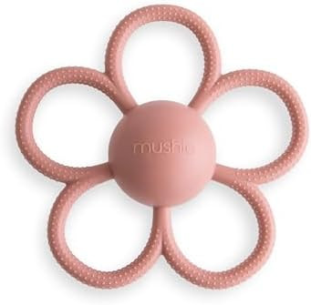 mushie Silicone Baby Daisy Rattle Teether Toy (Dusty Rose) | Amazon (US)