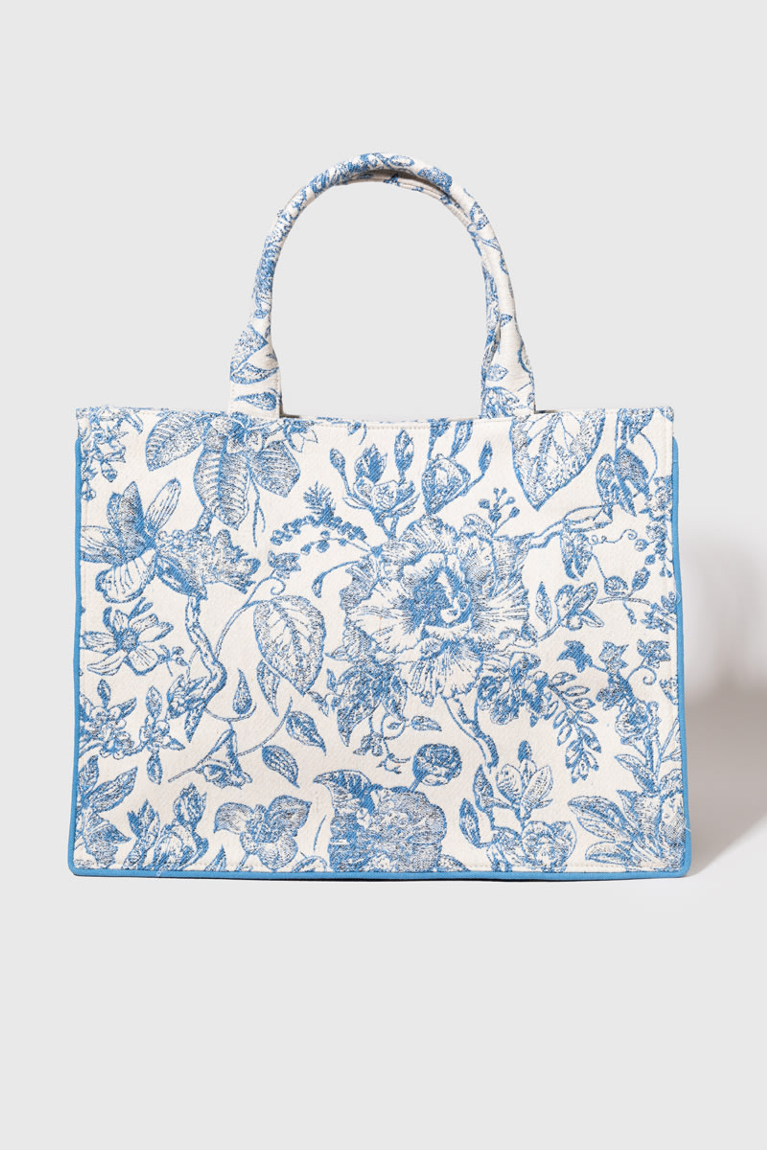 Jeanna Floral Canvas Tote Bag Blue | Francesca's