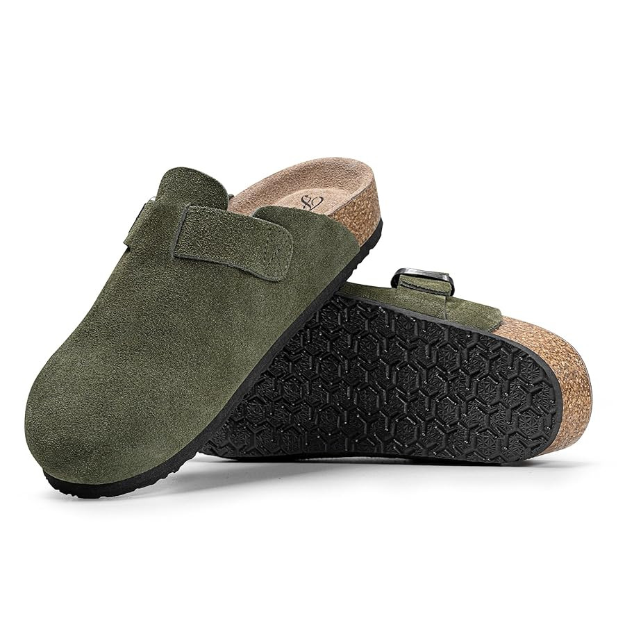 FITORY Womens Clogs Slip-on Potato Shoes Leather Mules with Suede Cork Footbed Size 6-11 | Amazon (US)