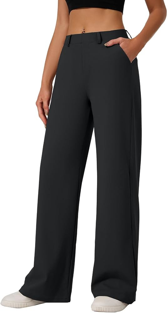 Women's Wide Leg Dress Pants Work Slacks Trousers Pull on Dressy Casual Petite/Regular/Tall/Extra... | Amazon (US)