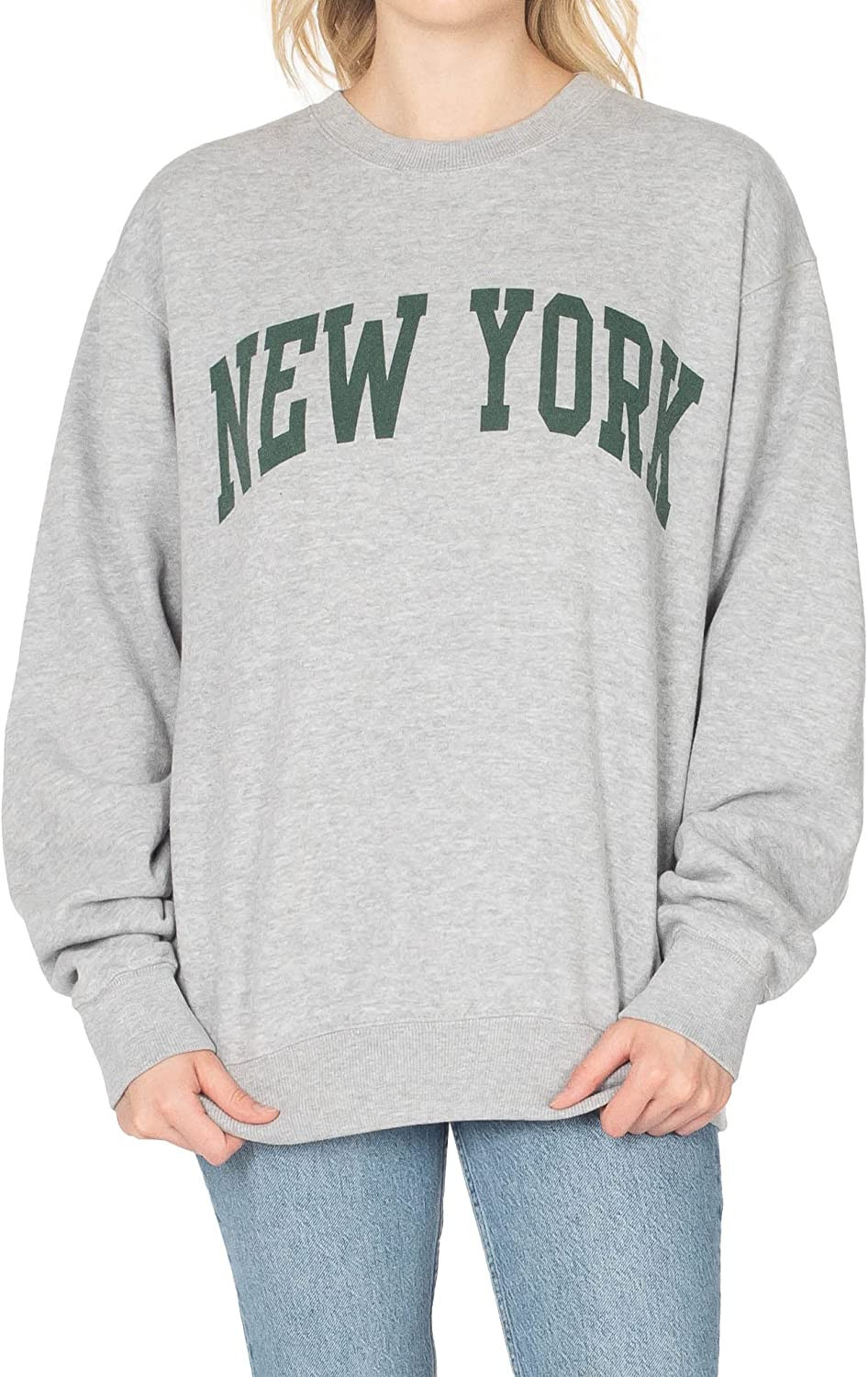 Women's Vintage Oversized New York Varsity Graphic Crewneck Sweatshirt | Amazon (US)
