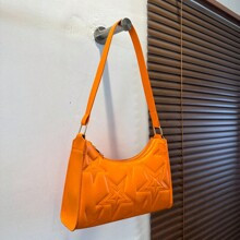 Minimalist Chic Elegant Orange Shoulder Bag Zipper Design Niche Travel Handbag | SHEIN