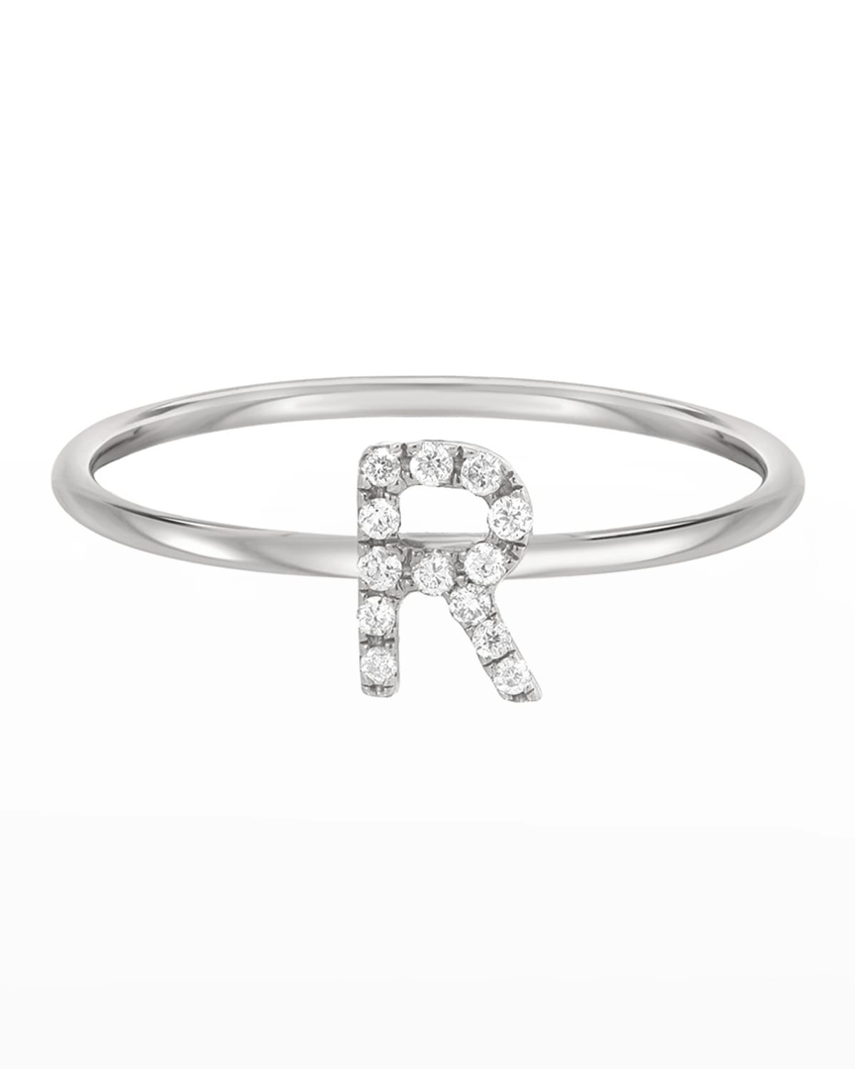 Personalized Diamond Initial Ring in 14K White Gold | Neiman Marcus