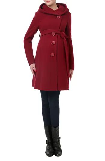 Women's Kimi And Kai 'Lora' Wool Blend Maternity Coat, Size Small - Red | Nordstrom