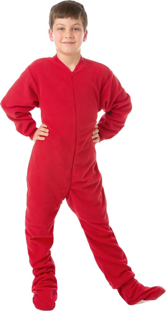 Kids Red Fleece Boys & Girls Footed Pajamas Onesie | Amazon (US)