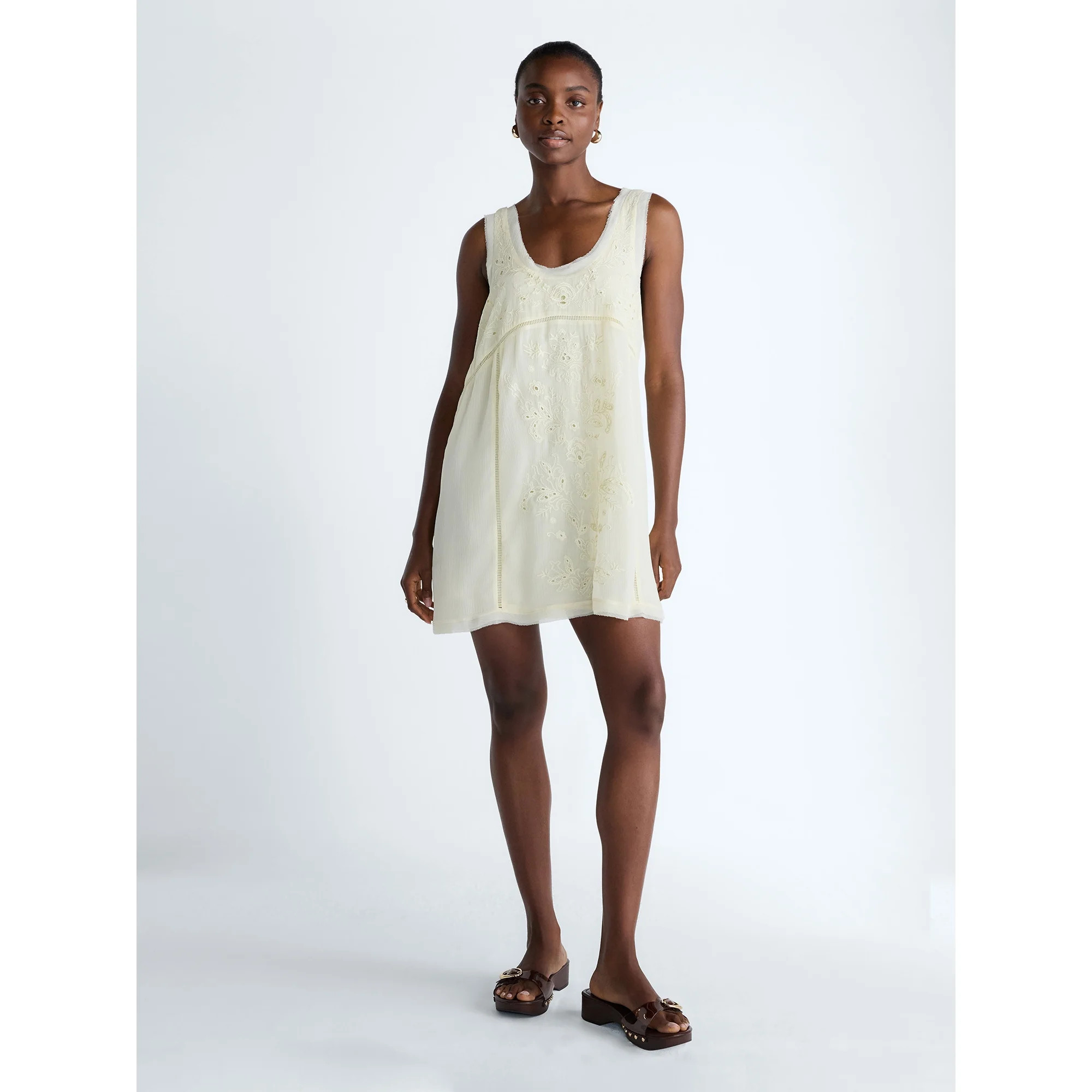Scoop Women's and Women's Plus Embroidered Mini Dress, Sizes XS-4X | Walmart (US)