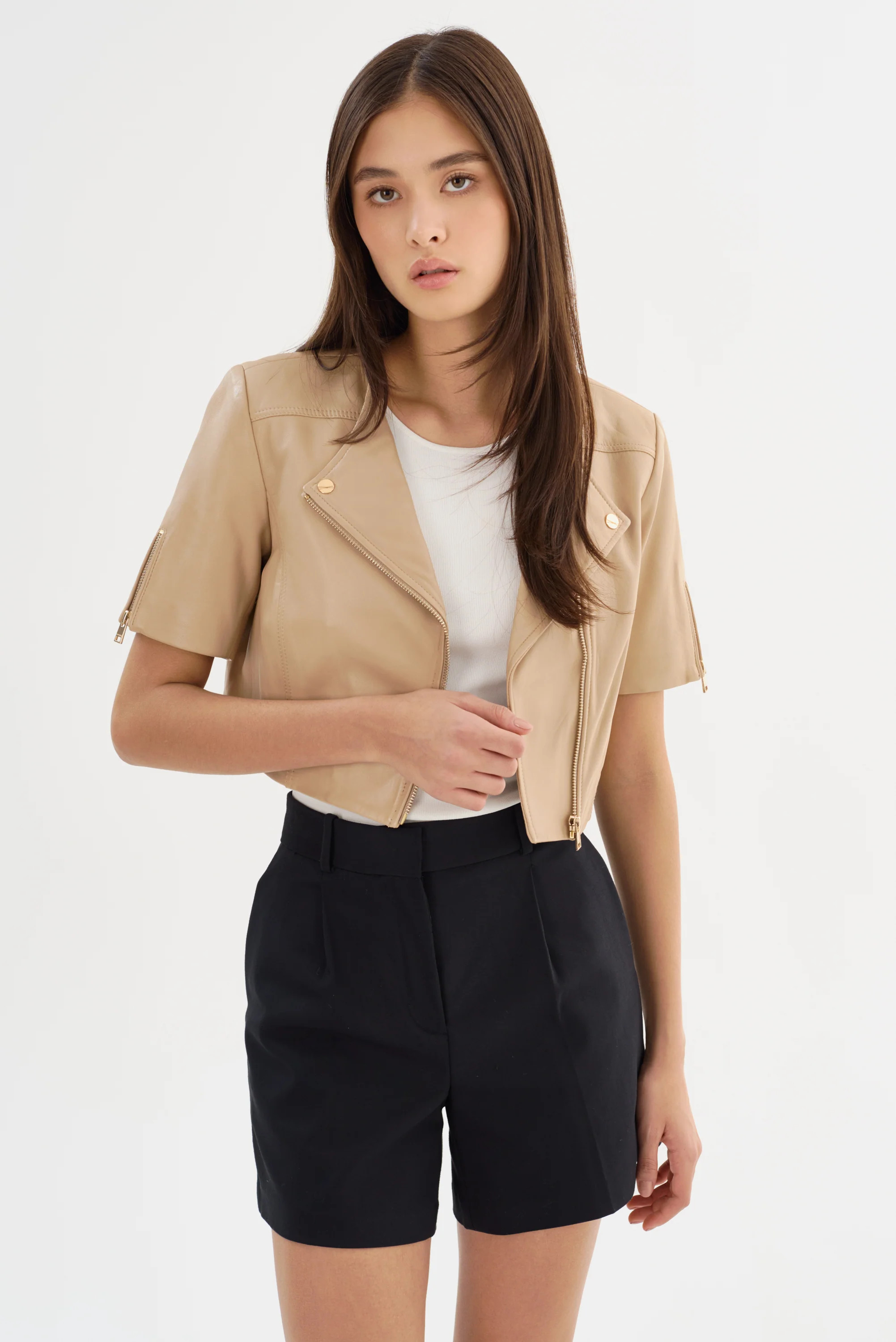 KIRSI GOLD | Cropped Biker Jacket | LAMARQUE