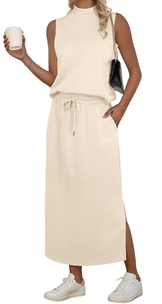 GRECERELLE Two Piece Skirt Sets for Women Summer Outfits with Pockets Lounge Sets Mock Neck Tops ... | Amazon (US)
