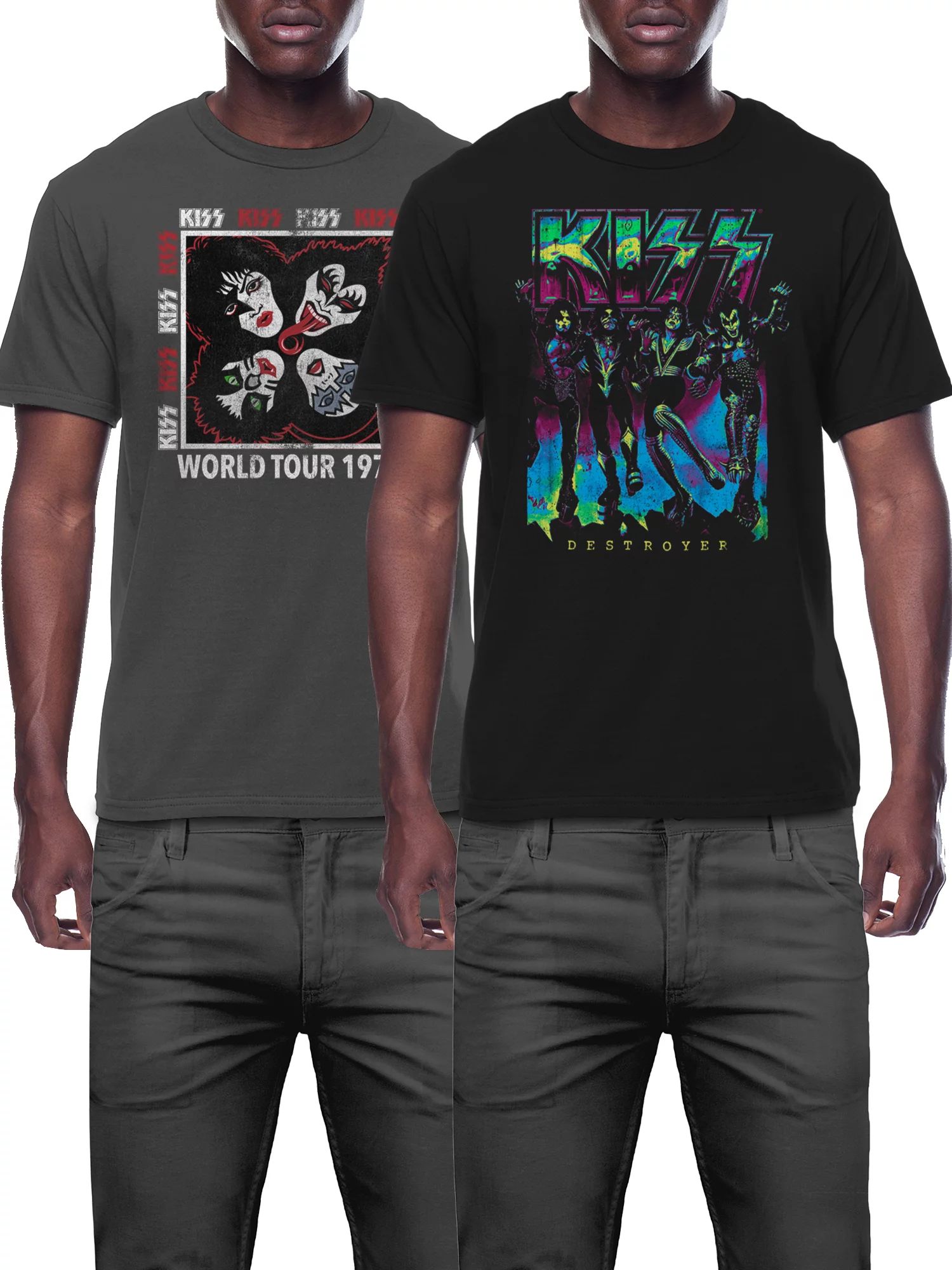 Kiss Men's and Big Men's Kiss Apparel, Graphic Tee Shirt, 2-Pack, Size S-5XL | Walmart (US)