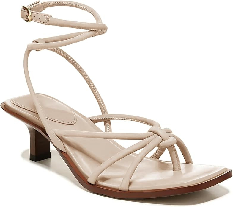 Coutgo Womens Strappy Heels Sandals Thong Gladiator Square Open Toe Low Kitten Heeled Criss Cross... | Amazon (US)