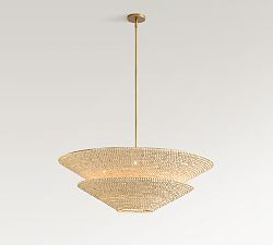 Bristol Wood Bead Tapered Tiered Pendant (40") | Pottery Barn (US)