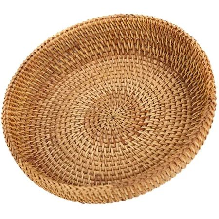 Fruit Basket Round Woven Rattan Bread Basket Natural Wicker Tray Decoration Basketry Basket Storage  | Walmart (US)