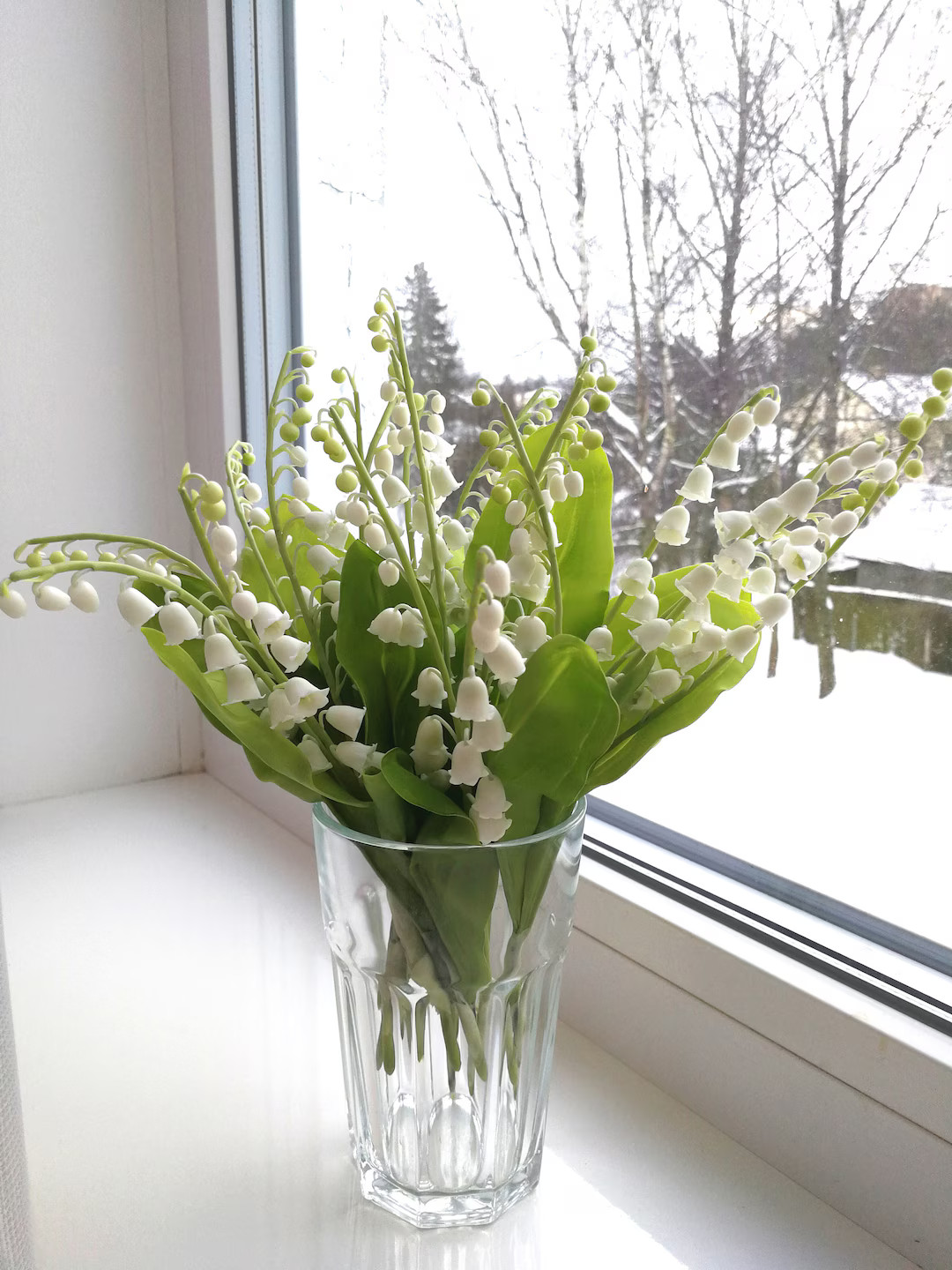 Bouquet of lilies, lily of the valley, may lily, home decor, floral arrangement, made of air dry ... | Etsy (US)