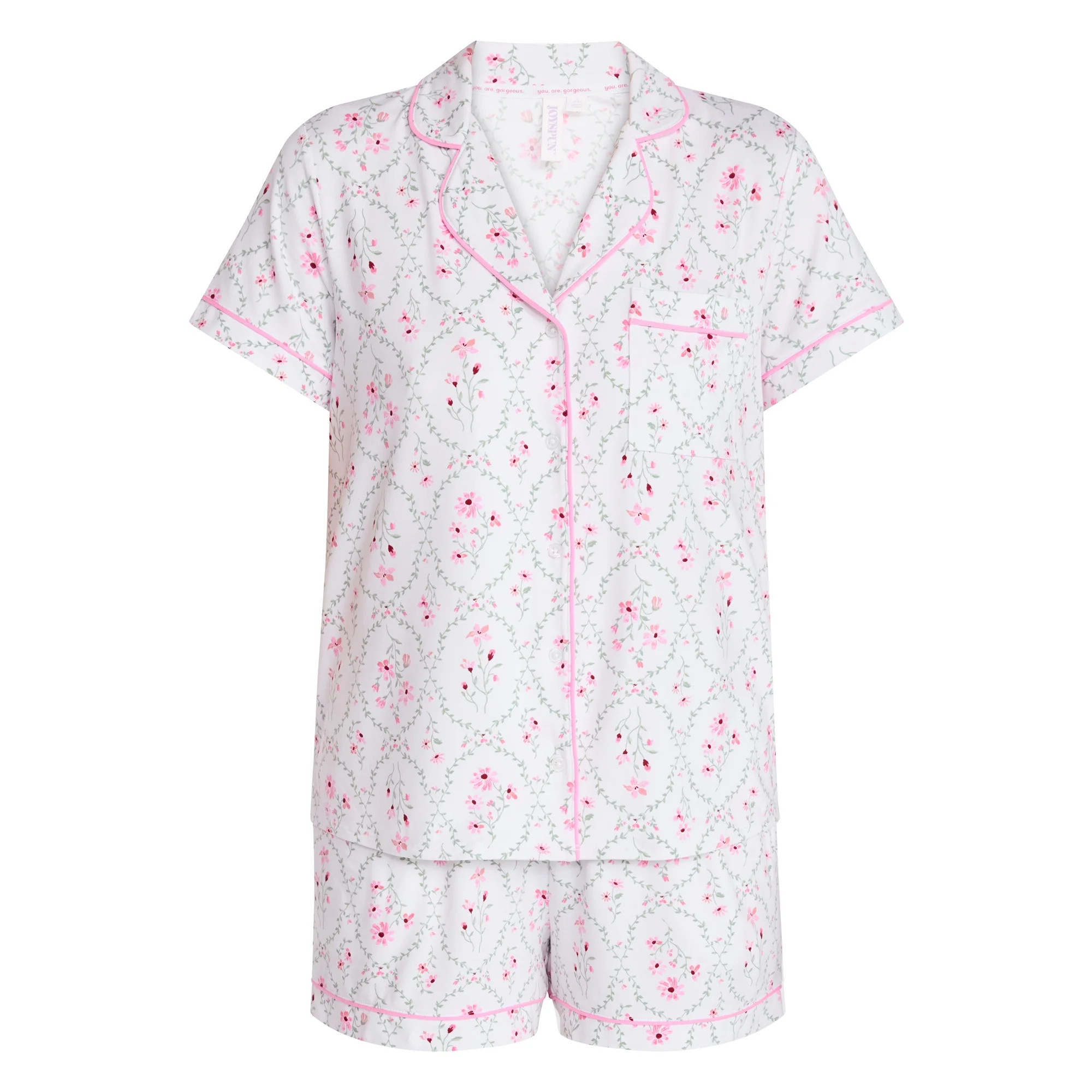 Joyspun Women’s Dreamy Soft Collection Bridal Knit Top and Shorts Pajama Set, 2-Piece, Sizes XS... | Walmart (US)