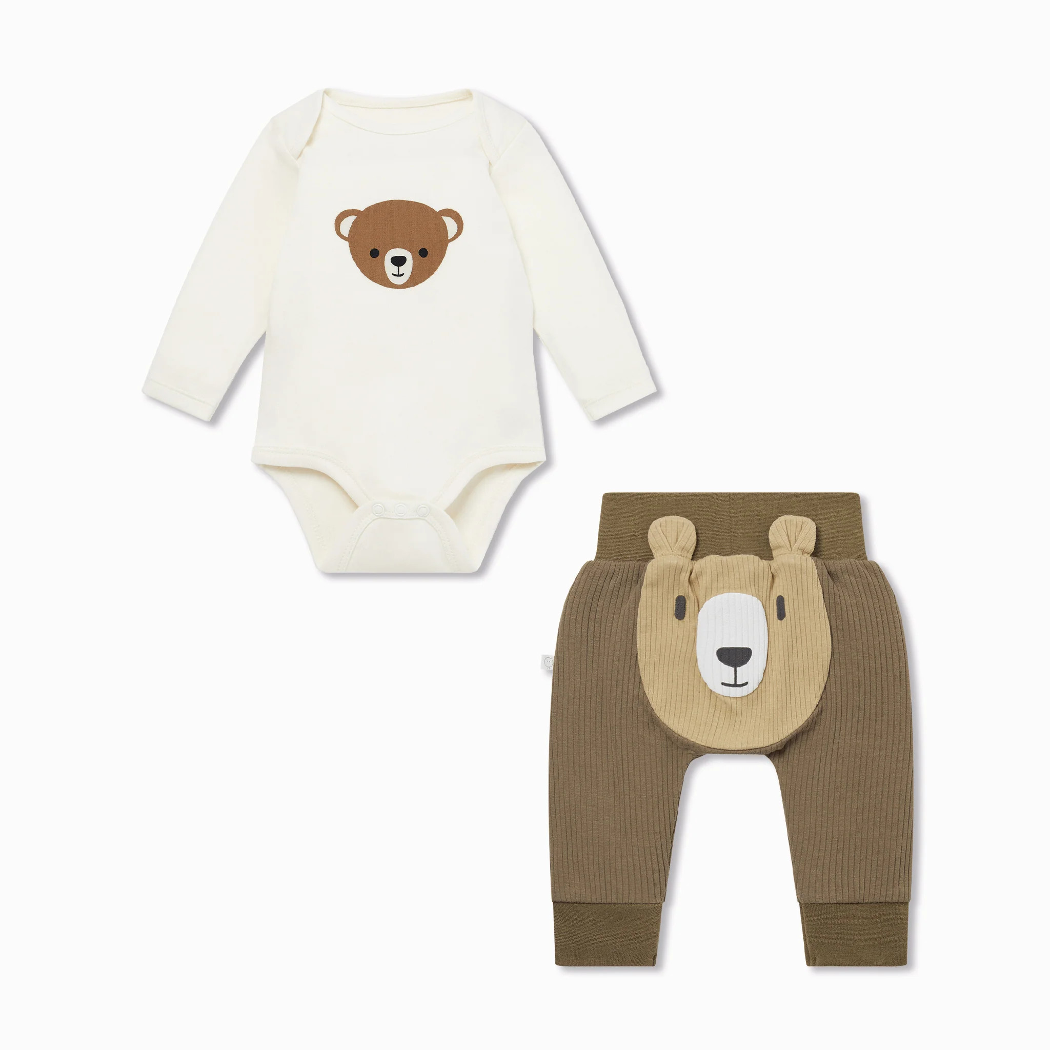 Bear Bodysuit & Ribbed Joggers Outfit | Baby Mori