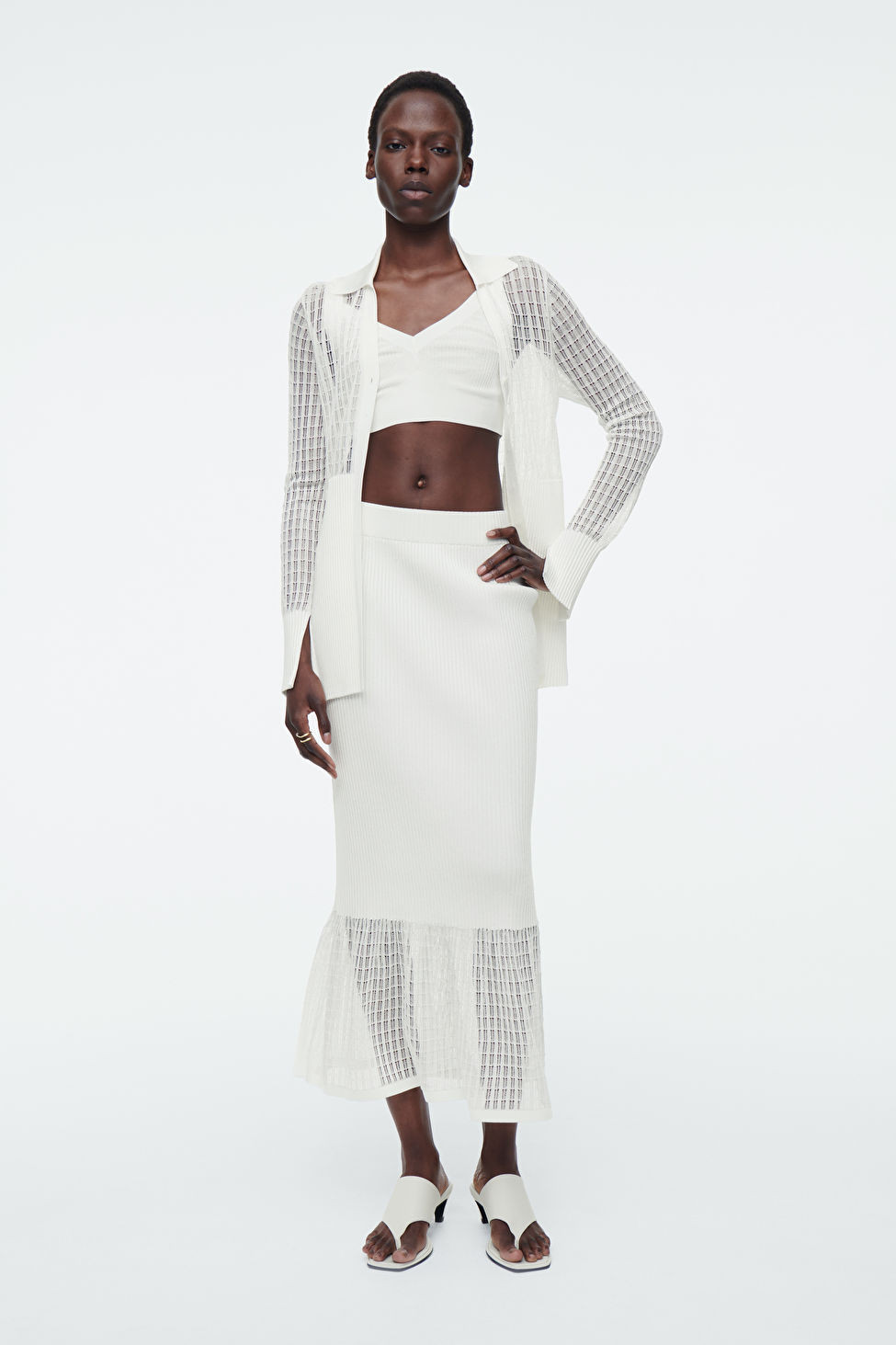 LACE-STITCH RIBBED-KNIT MIDI SKIRT | COS (EU)