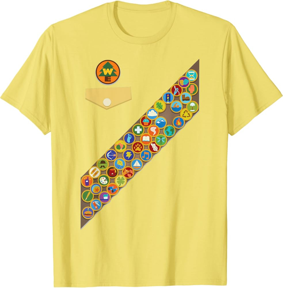 Disney Pixar Up Russell Badges Chest Patch Halloween T-Shirt | Amazon (US)