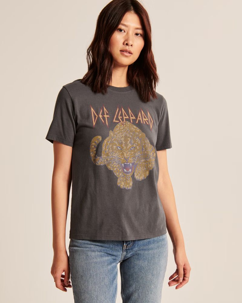 Women's Def Leppard Relaxed Graphic Tee | Women's Tops | Abercrombie.com | Abercrombie & Fitch (US)