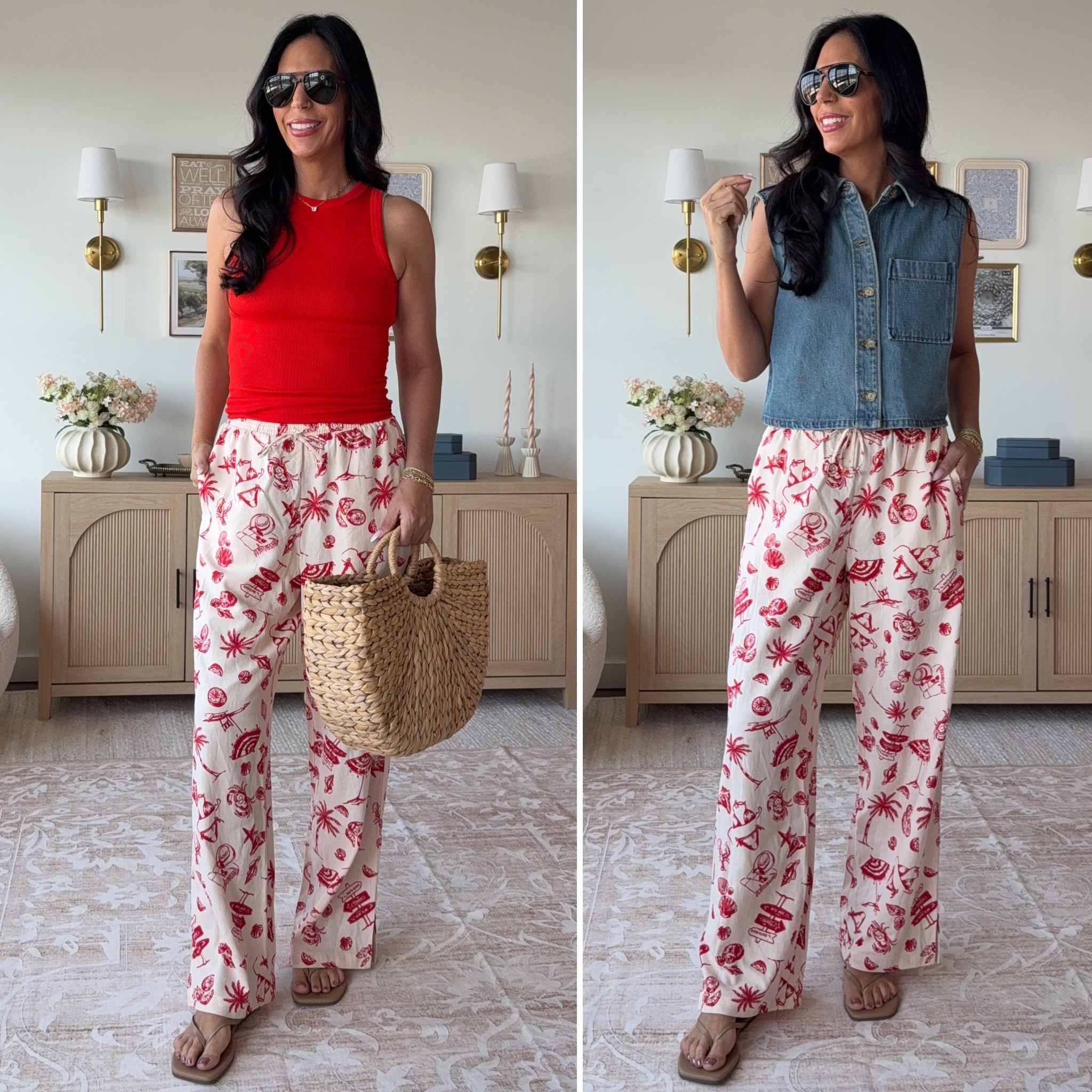 Sale of these super fun and perfect vacation pants from Target 
Pants - small 
Tops - small 

#LTKSaleAlert #LTKU #LTKFindsUnder50