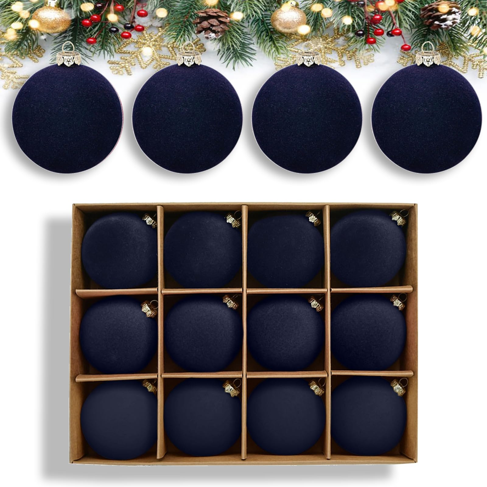 Dark Blue Velvet Ornaments for Christmas Tree - 12PCS Velvet Christmas Ornaments Balls 2.36'' - N... | Amazon (CA)