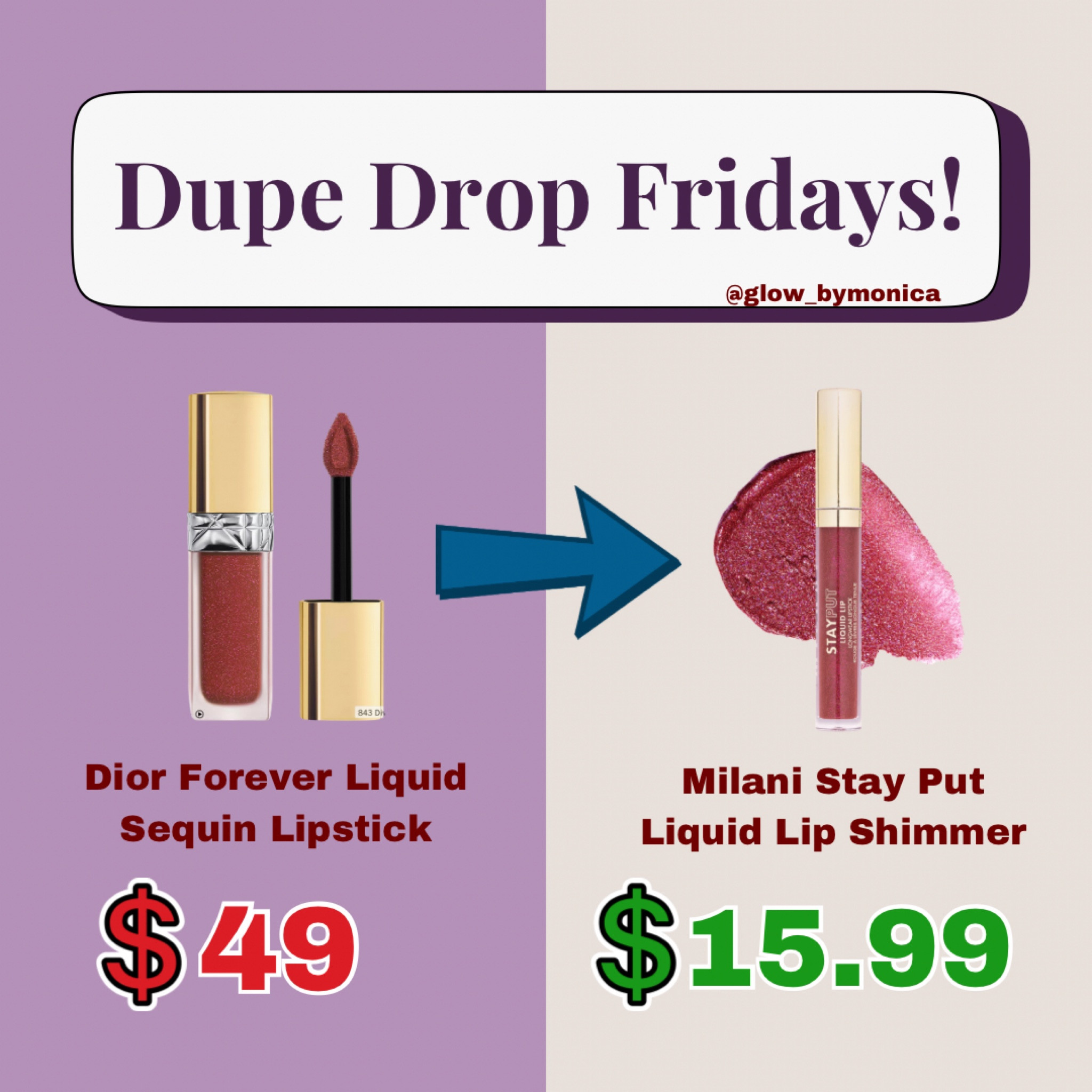 🚨Dupe Alert🚨 Dior Forever Liquid Sequin Lipstick vs Milani Stay Put Liquid Lip Shimmerr

#LTKFindsUnder50 #LTKU #LTKBeauty