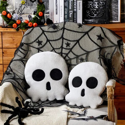 2 Pcs Halloween Throw Pillows Decorative Skull Skeleton Pillows For Sofa Bed Couch Stuffed Halloween Pillow For Party Outdoor Home Decorations Skeleto | Wayfair North America