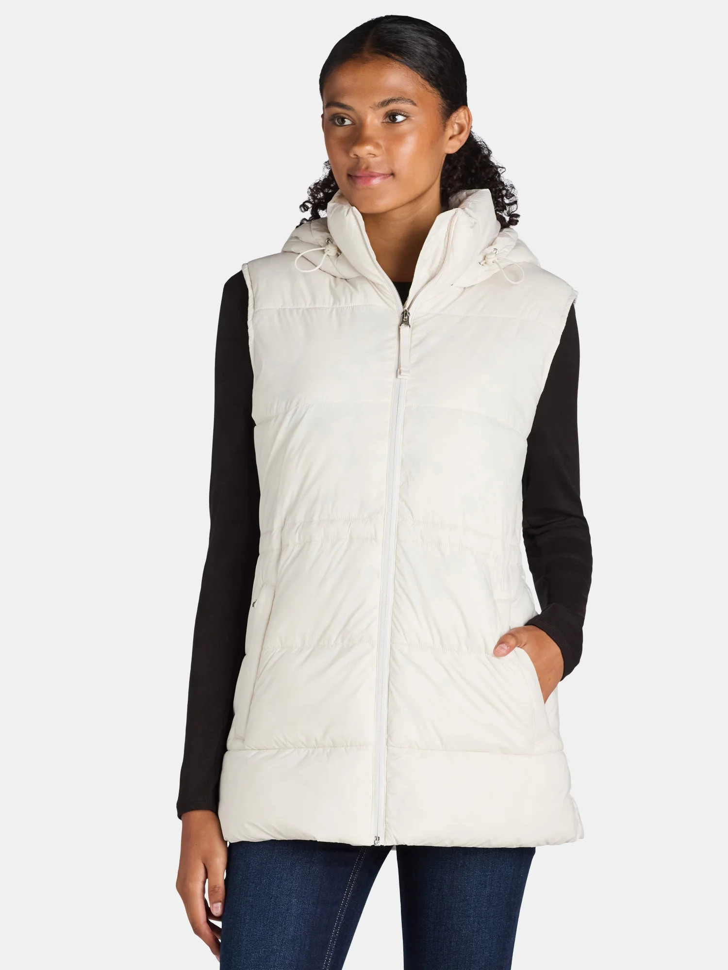 Ozark Trail Women's and Women’s Plus Hooded Puffer Vest, Mid Length, Sizes XS-3X | Walmart (US)