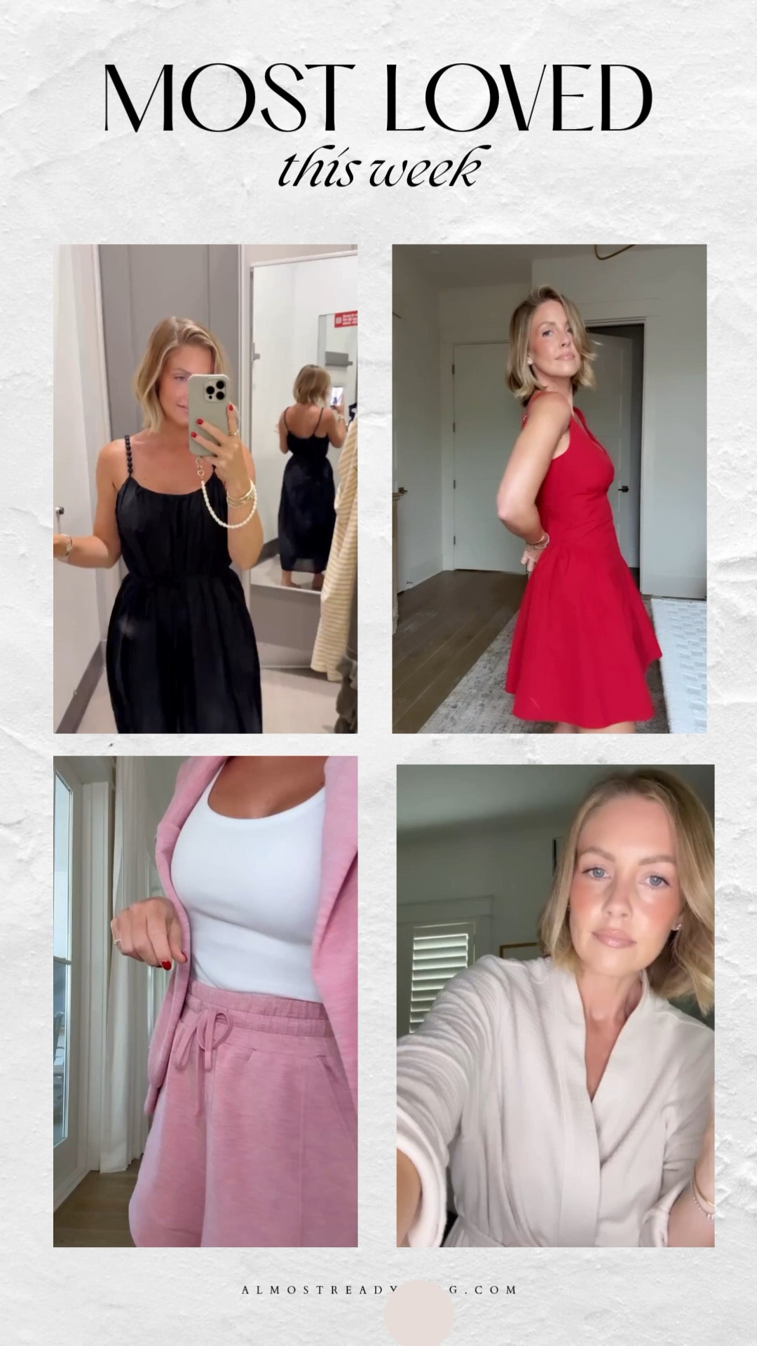 Most loved this week!

A roundup of summer favorites featuring effortless dresses, comfy lounge sets, and a fresh everyday fragrance.

summer outfit ideas, casual summer style, everyday summer outfits, vacation ready looks, effortless summer fashion, black dress, lounge set, red dress, summer perfume, vacation style

#LTKootd #LTKSaleAlert #LTKPetite