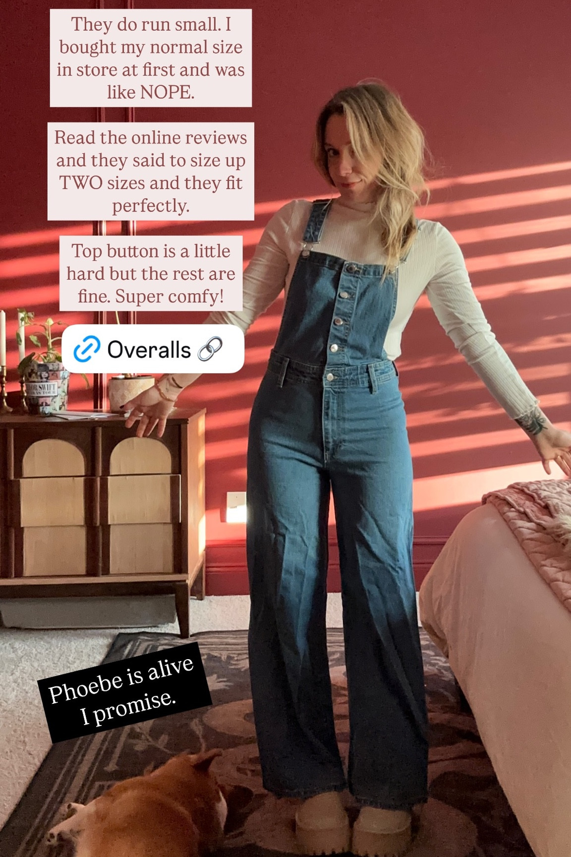 Love these overalls. They do run small. I bought my normal size in store at first and was like NOPE. 

Read the online reviews and they said to size up TWO sizes and they fit perfectly. 

Top button is a little hard but the rest are fine. Super comfy!
Wearing a 6! 


#LTKFindsUnder50 #LTKPetite #LTKStyleTip