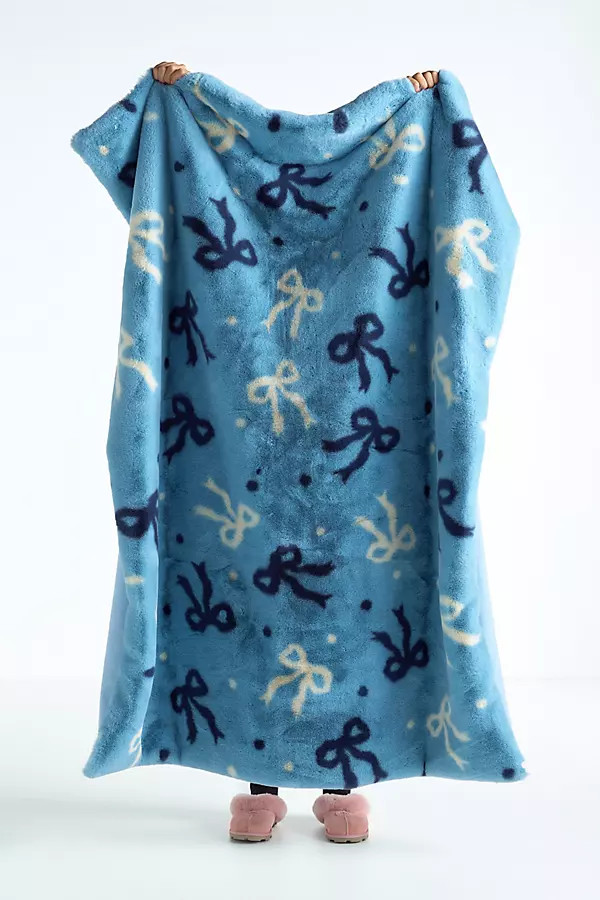 Maeve Printed Faux Fur Throw Blanket | Anthropologie (US)