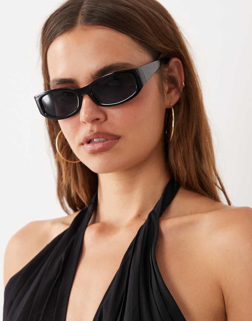 Mango starring Hailey Bieber square sunglasses in black | ASOS (Global)