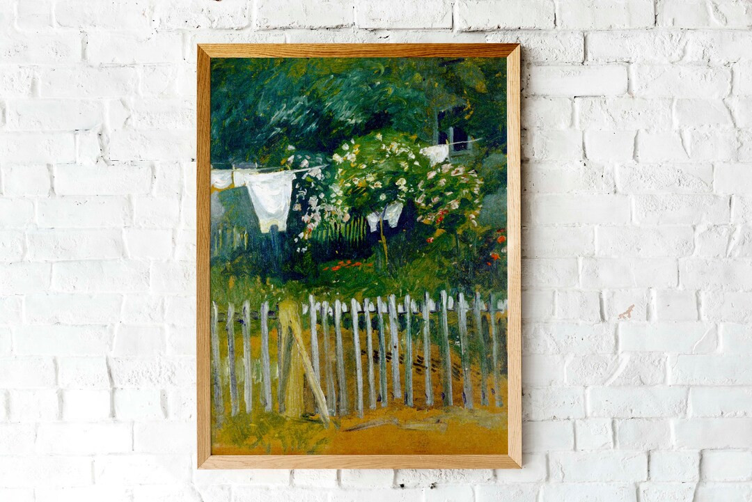 Laundry Decor Painting Vintage Art Print Moody Antique Art Garden Oil Painting - Etsy | Etsy (US)