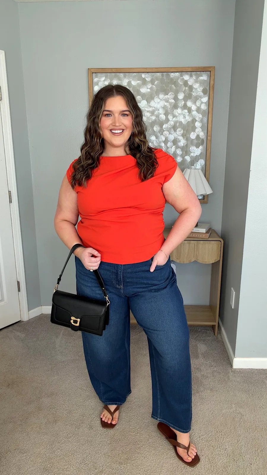 The color of this anything but basic top ❤️🧡is everything! Spanx is not just for shapewear, this top and these jeans are so flattering, I’m obsessed with this entire look. This would be an adorable date night or girls night out look. 
Springtime outfit inspo

#LTKPlusSize #LTKSeasonal