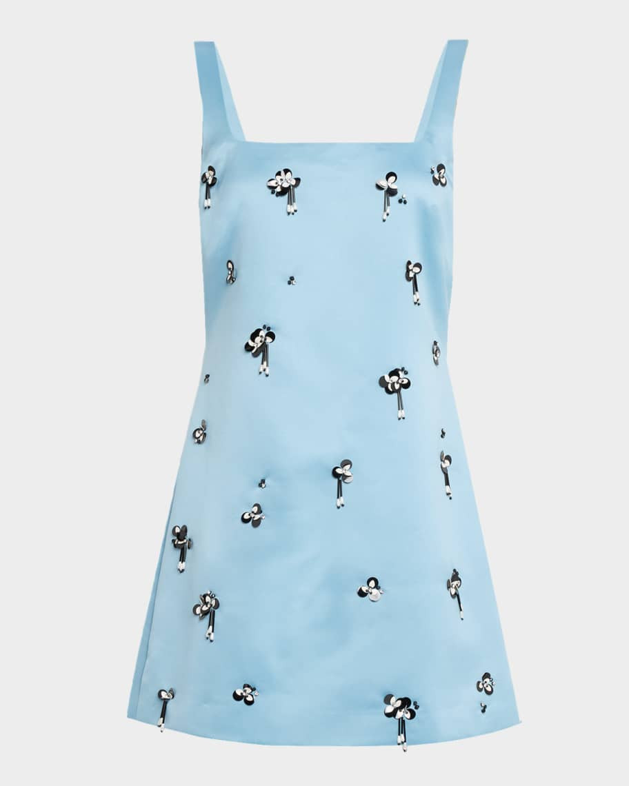 Tanya Taylor Barton Embellished Satin Mini Dress | Neiman Marcus