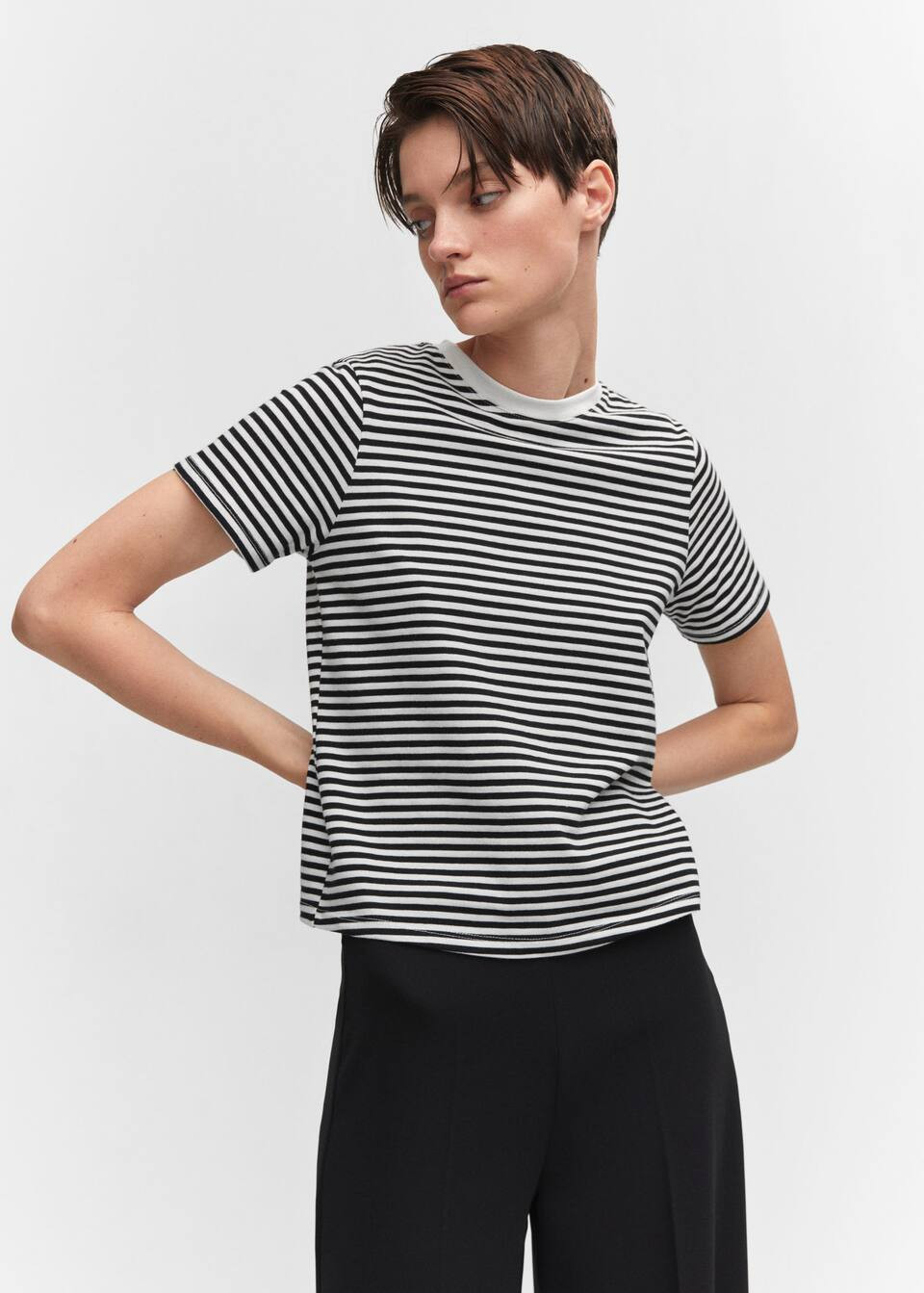 T-shirt coton à rayures | MANGO (FR)