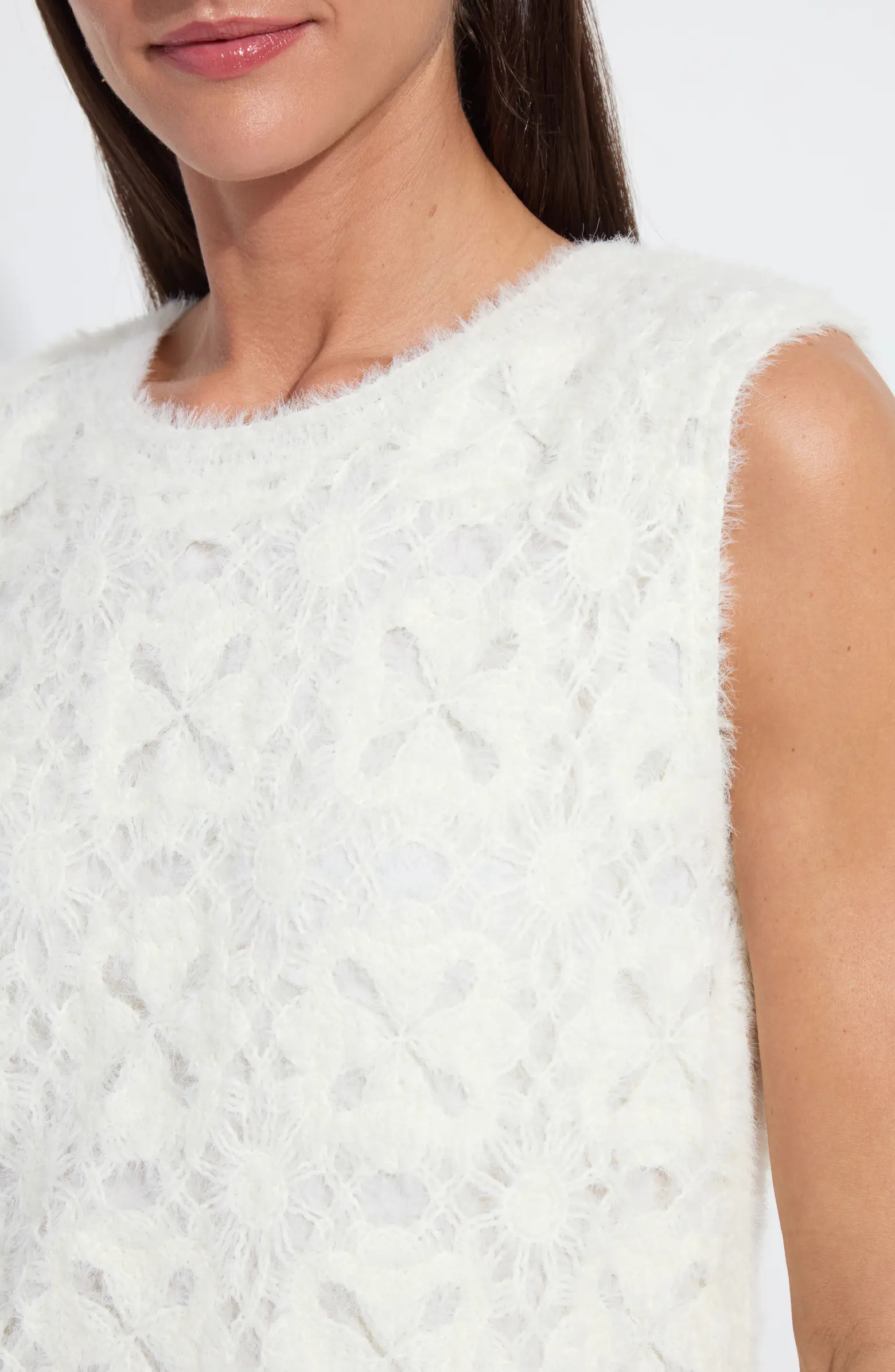 Camila Crochet Fuzzy Sleeveless Sweater | Nordstrom