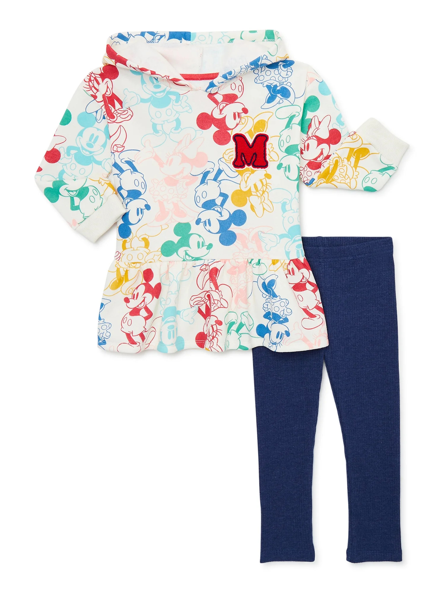 Disney Minnie Mouse and Mickey Mouse Baby and Toddler Girls Hoodie Peplum Sweatshirt and Leggings... | Walmart (US)