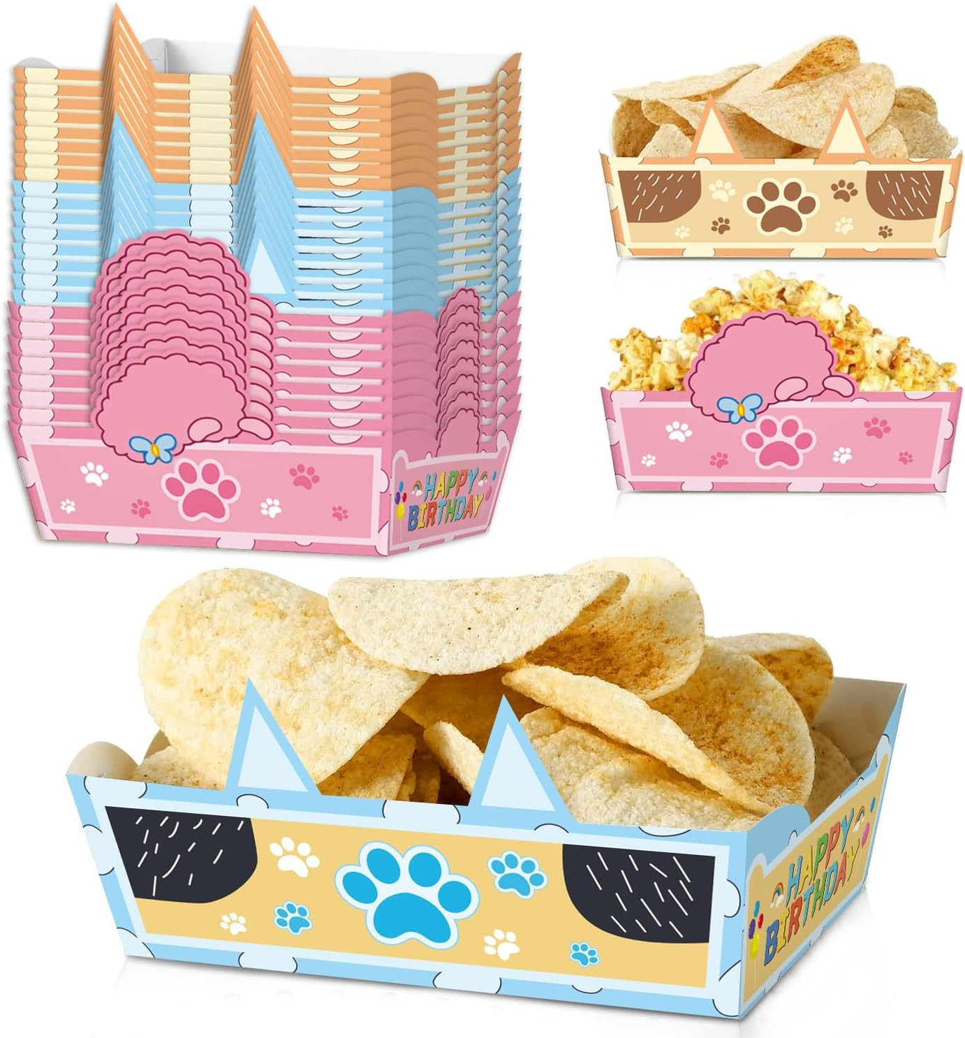 24pcs Blue Dog Theme Birthday Party Food Trays Kids Birthday Decorations Pink Blue Birhtday Party... | Amazon (US)