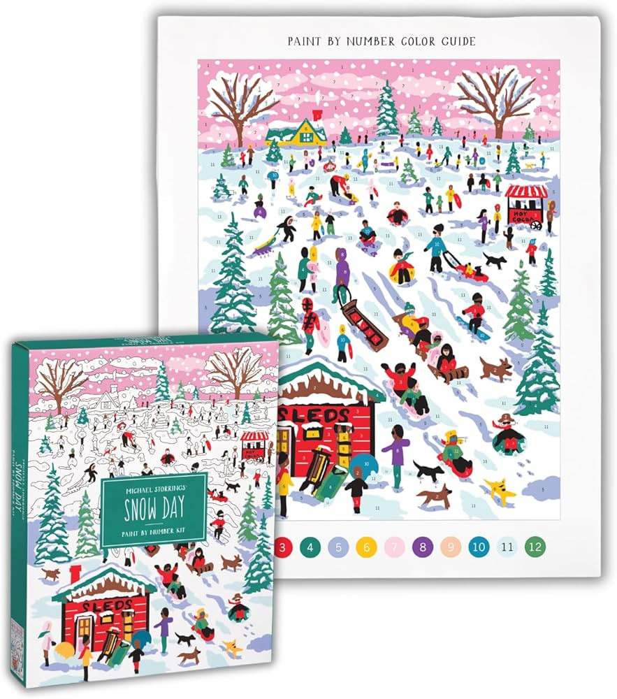 Galison Michael Storrings Snow Day – DIY Paint by Number Kit with Stunning Snow Day Sledding Ar... | Amazon (US)
