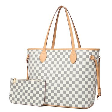 Dashing Gaza Checkered Tote Shoulder Bag with inner pouch - PU Vegan Leather - Walmart.com | Walmart (US)