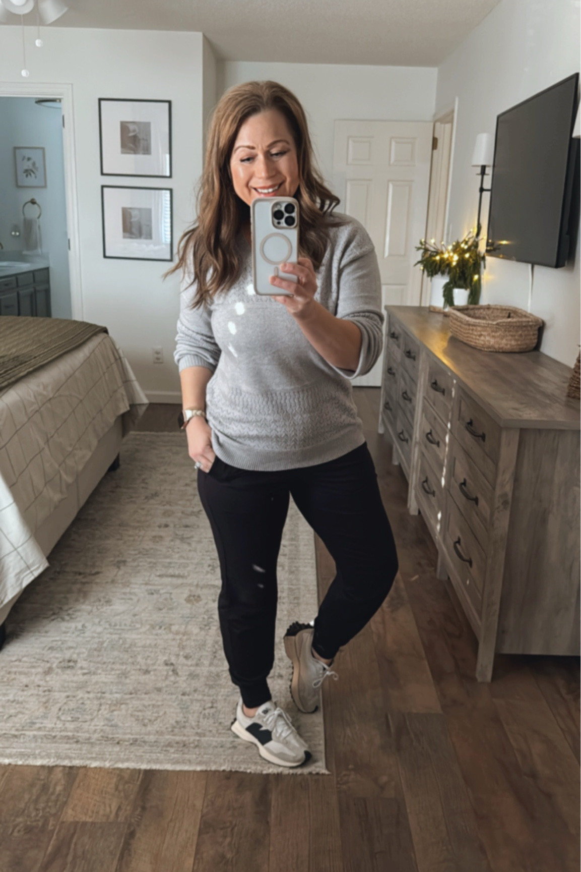 Todays OOTD

V neck sweater 
Joggers 
Sneakers 
hoop earrings 

#LTKSeasonal #LTKMidsize #LTKShoeCrush