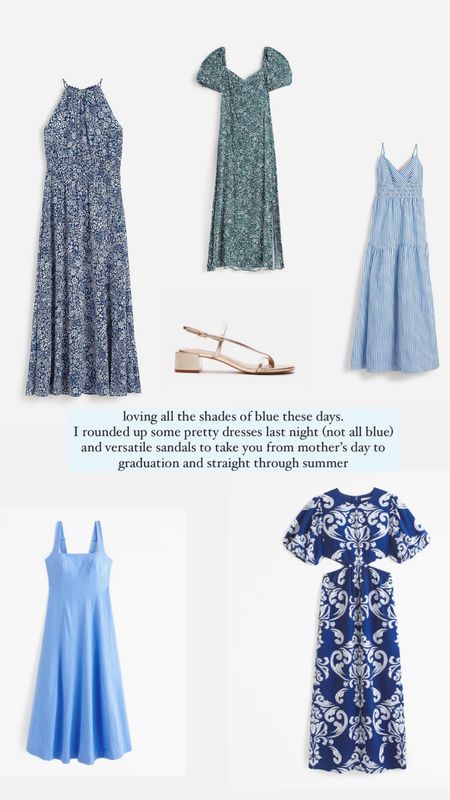 SHADES OF BLUE : loving all the blue these days. I rounded up some pretty dresses last night and versatile sandals to take you from mother’s day to graduation and straight through summer 🤍💙🦋

#LTKfindsunder100 #LTKover40 #LTKstyletip