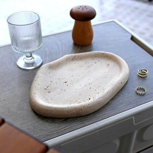 Artisanal Abode Marble Tray for Jewelry, Food and Daily Items, Irregular Stone Sculpture, Suitable for Home Decor Storage Tray Vanity/Dresser Non-Resin/Non-Ceramic (yunduo-Dong) | Amazon (US)