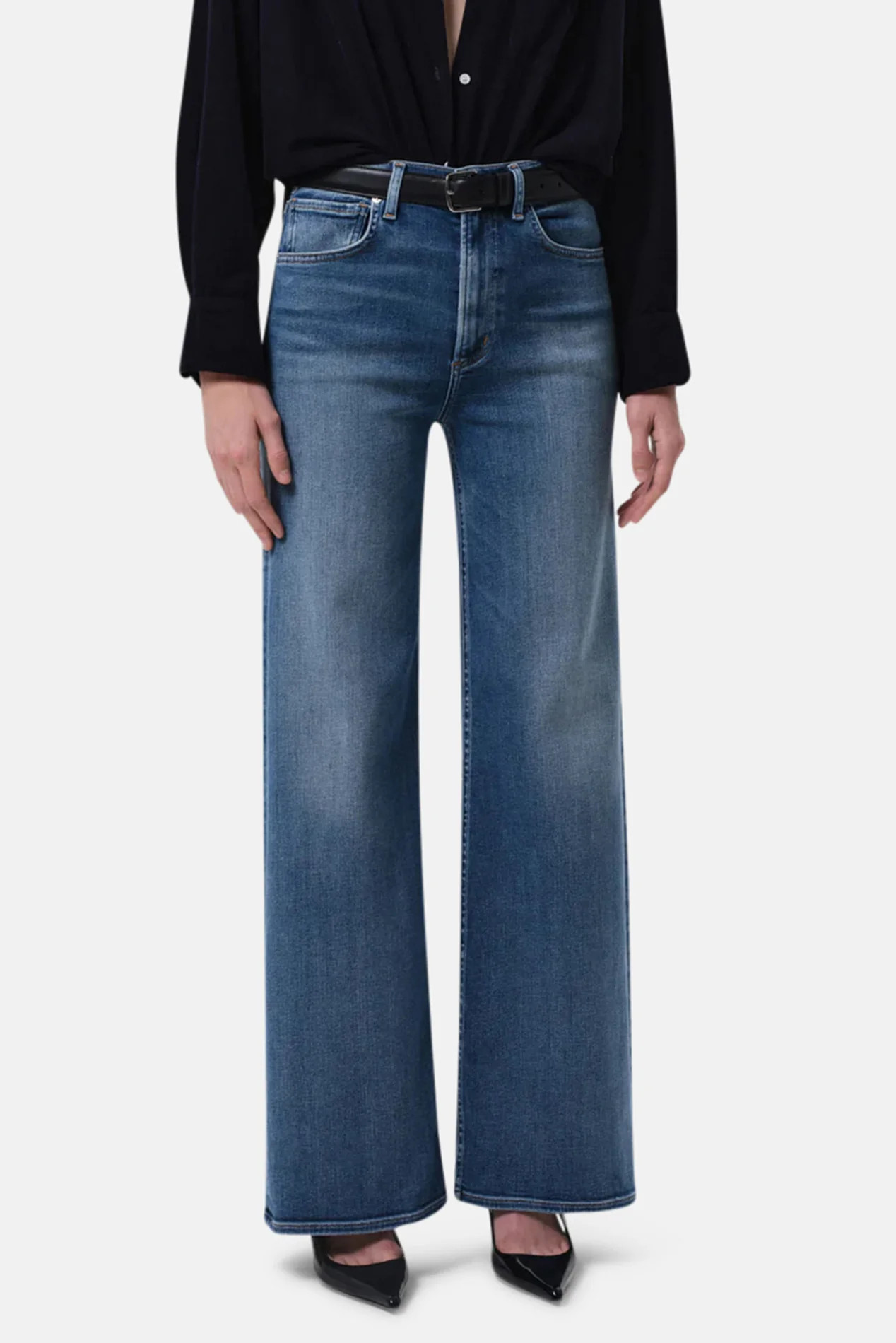 Lyra Long Wide Leg In Cooper | Blue & Cream