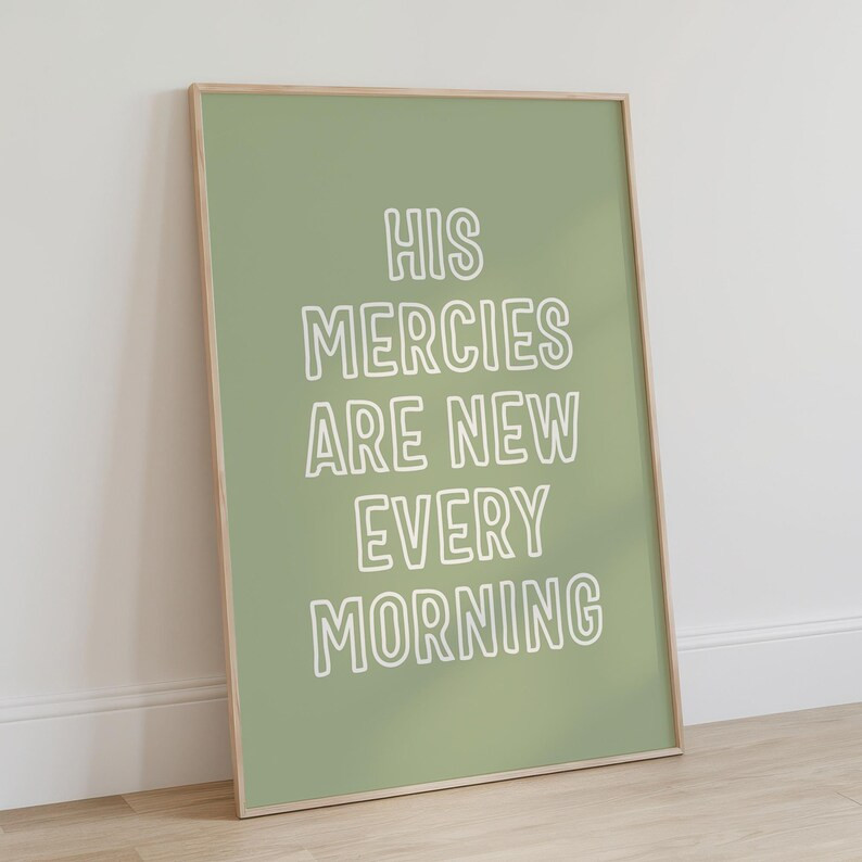 His Mercies Are New Every Morning Art Sage Green Christian Wall Art Scripture Wall Art Bible Vers... | Etsy (US)